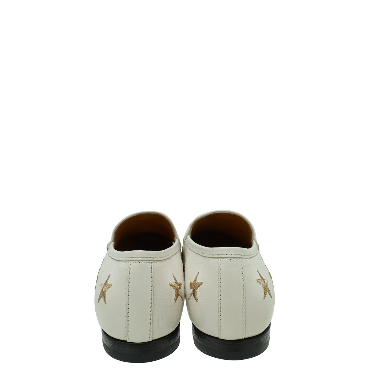 Gucci Mystic White Bee Star Embroidered Jordaan Horsebit Loafer 36.5