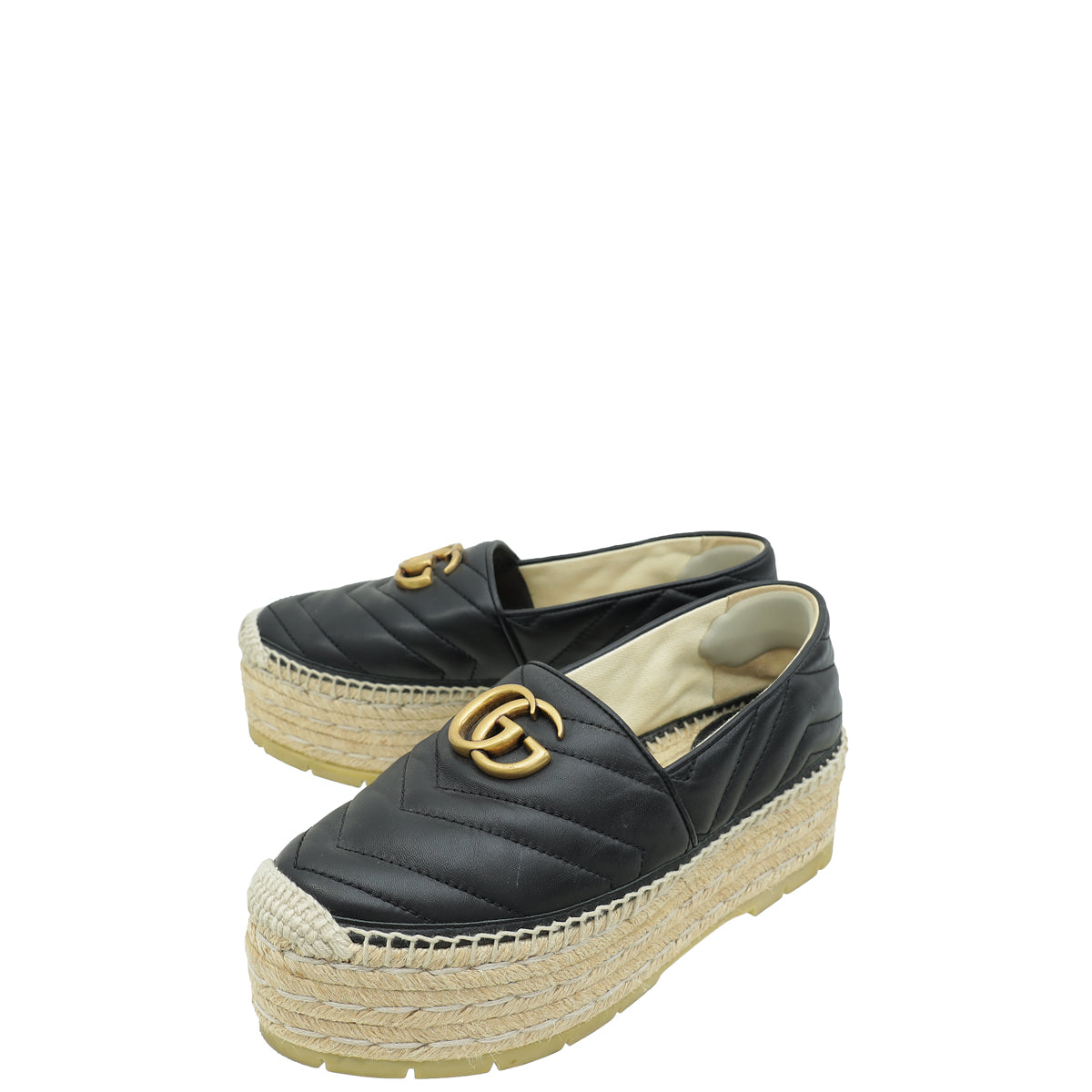 Gucci Black Double GG Marmont Platform Espadrilles 36.5 – THE CLOSET