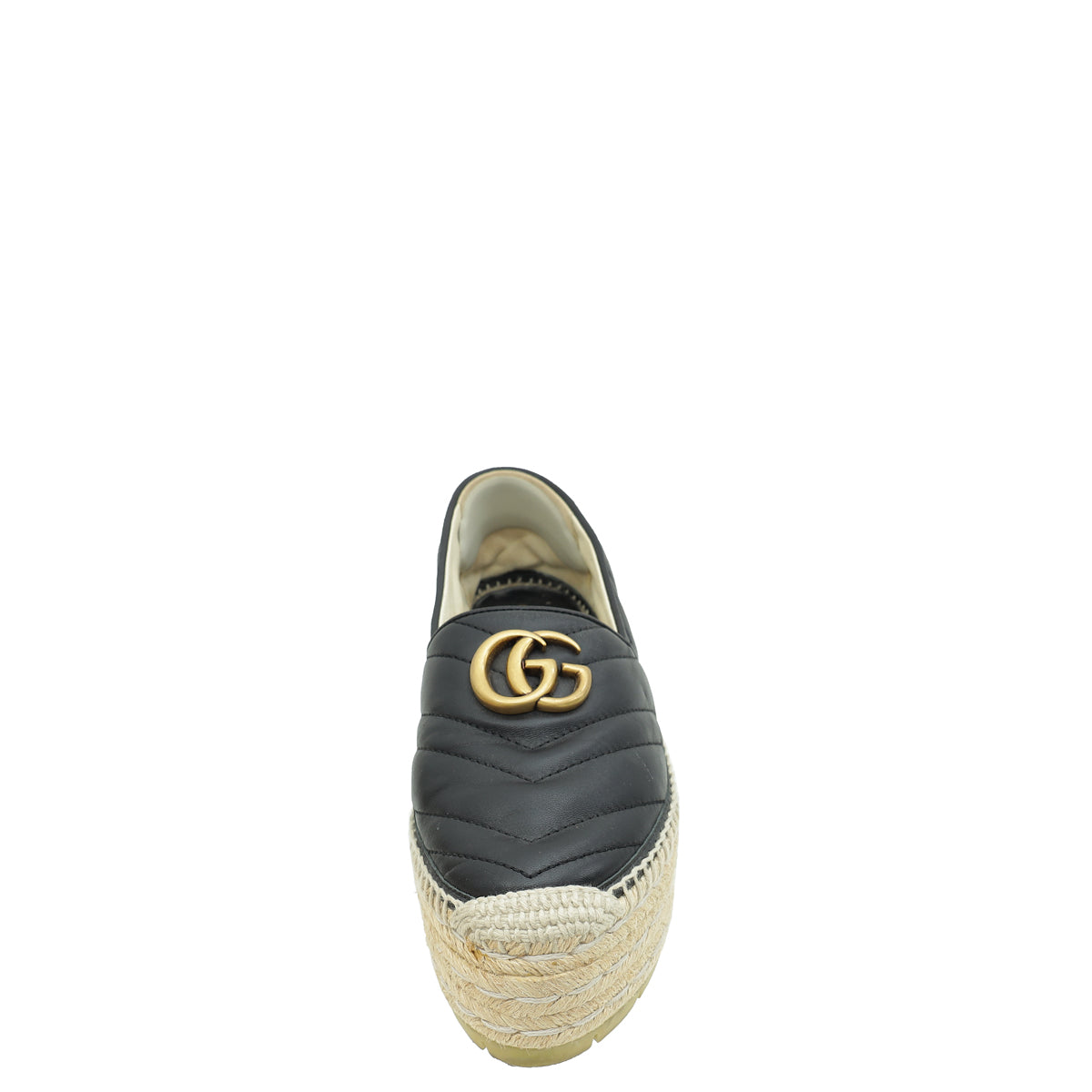 Gucci Black Double GG Marmont Platform Espadrilles