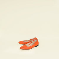 Gucci Orange Double G T-Ankle Strap Ballet Flats 36.5