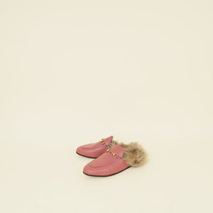 Gucci Pink Fur Princetown Mules Flats 36.5
