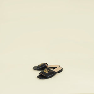 Gucci Black GG Marmont Slide Sandals 36.5
