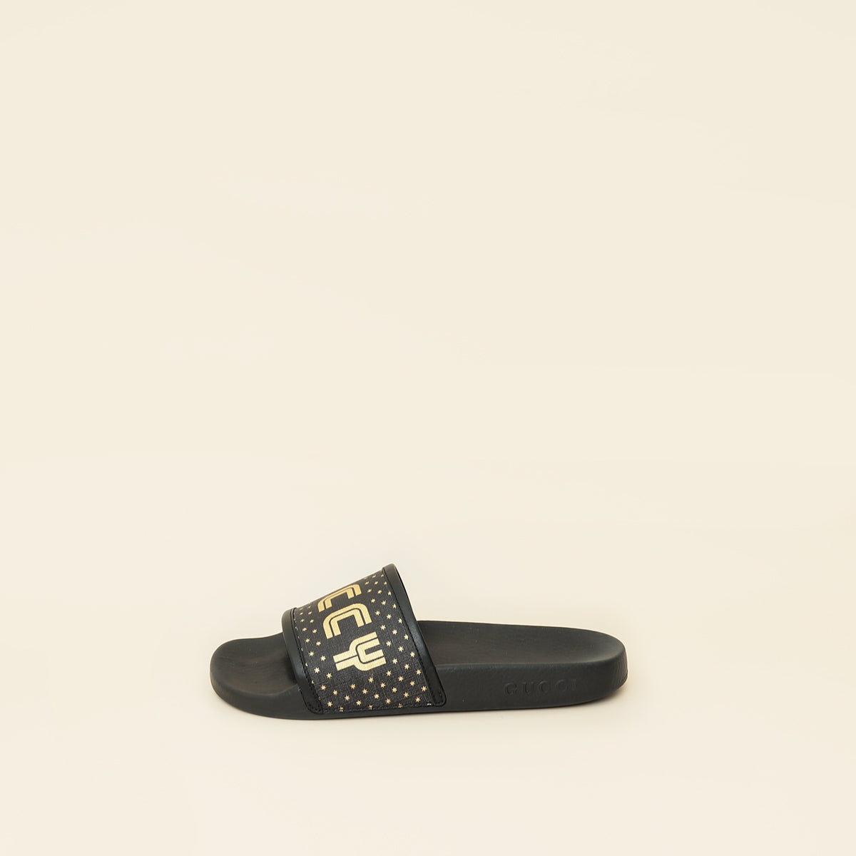 Gucci Black Supreme "Guccy" Star Rubber Slide Sandals 36-Gucci-THE CLOSET