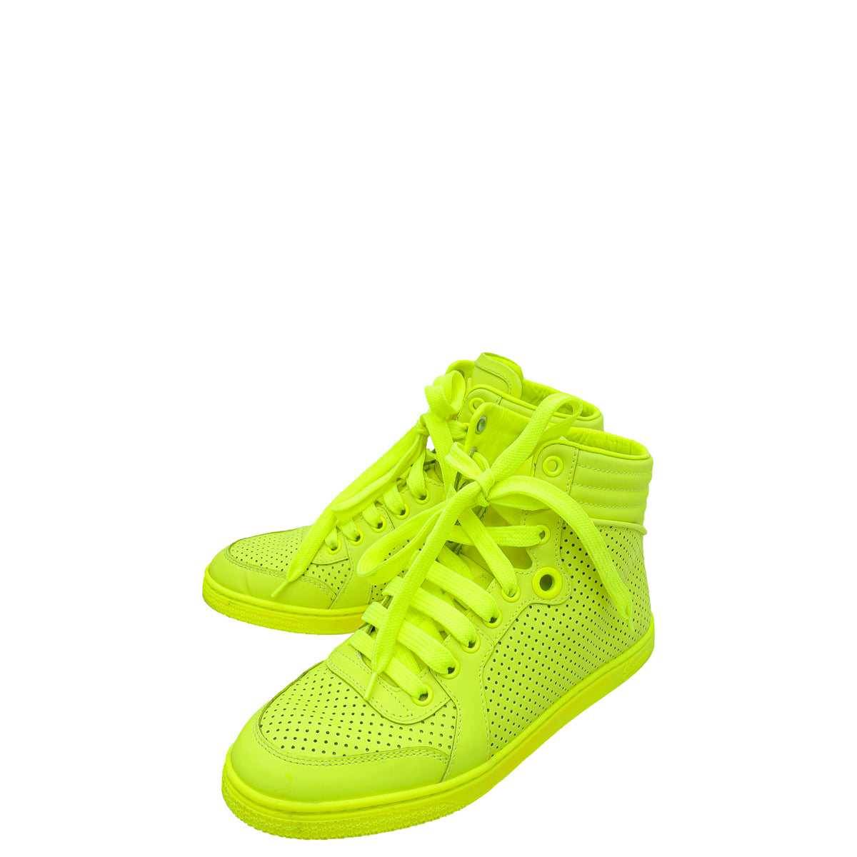 Gucci Neon Green Perforated High Top Sneaker 36-Gucci-THE CLOSET