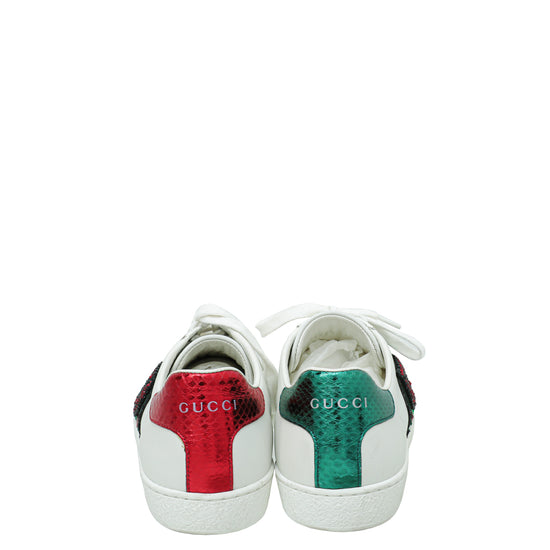 Gucci Tricolor Web Lips Sequins Embroidered Ace Sneakers 36