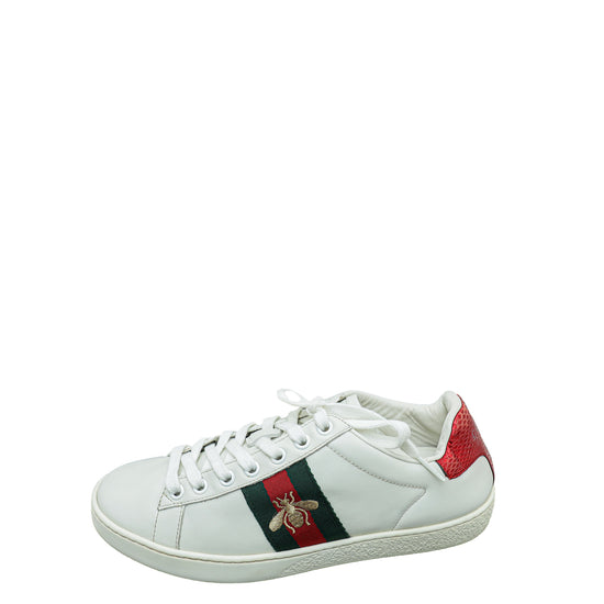 Gucci White Bee Embroidered Ace Sneakers 36