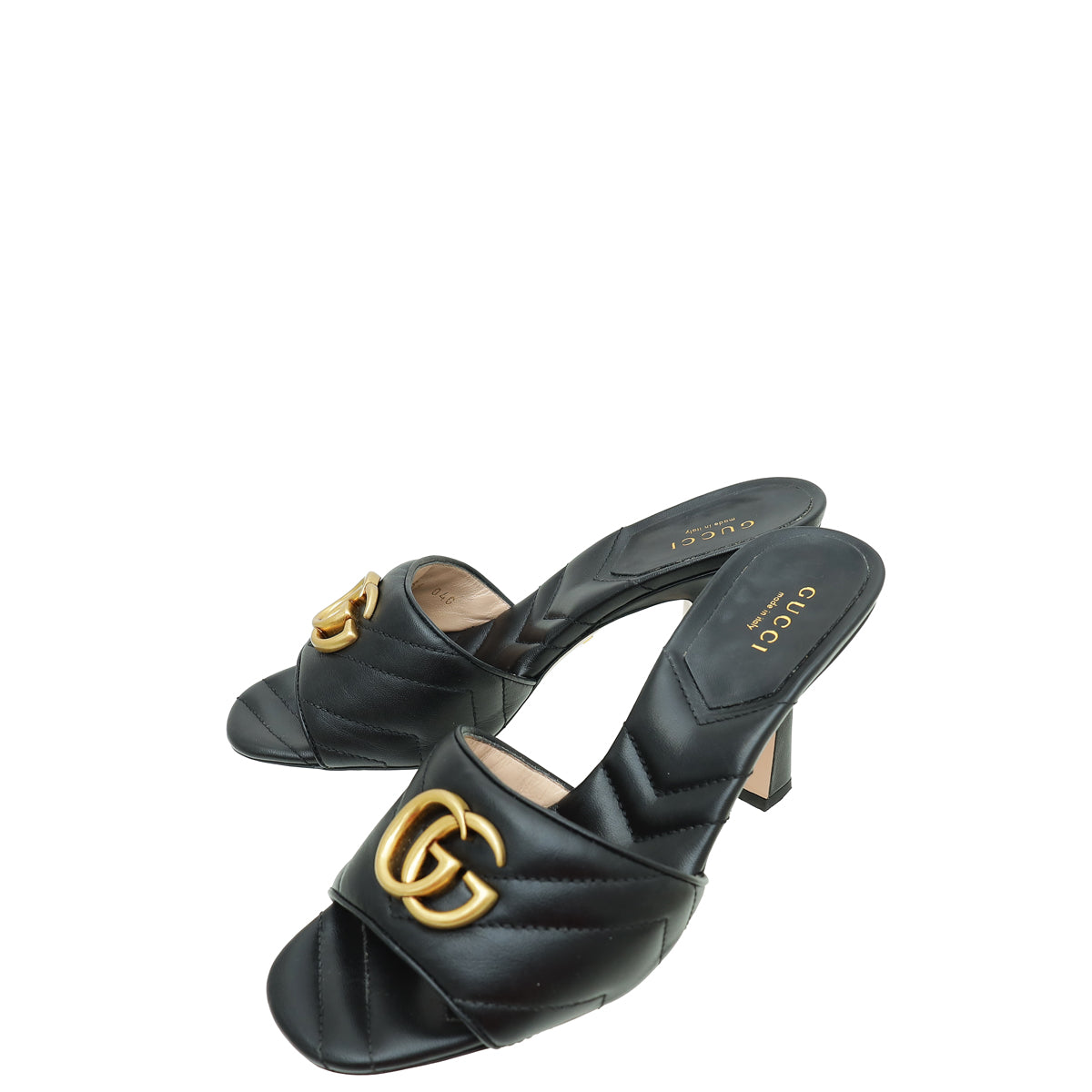 Gucci Black GG Marmont Slide Mules Sandal 36-Gucci-THE CLOSET