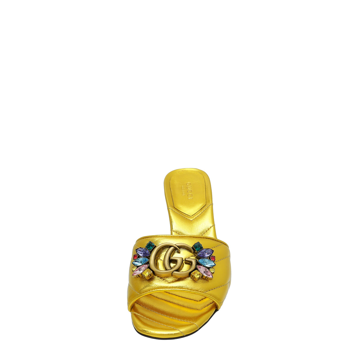 Gucci Gold GG Crystal Marmont Slide Mules Sandal 36-Gucci-THE CLOSET