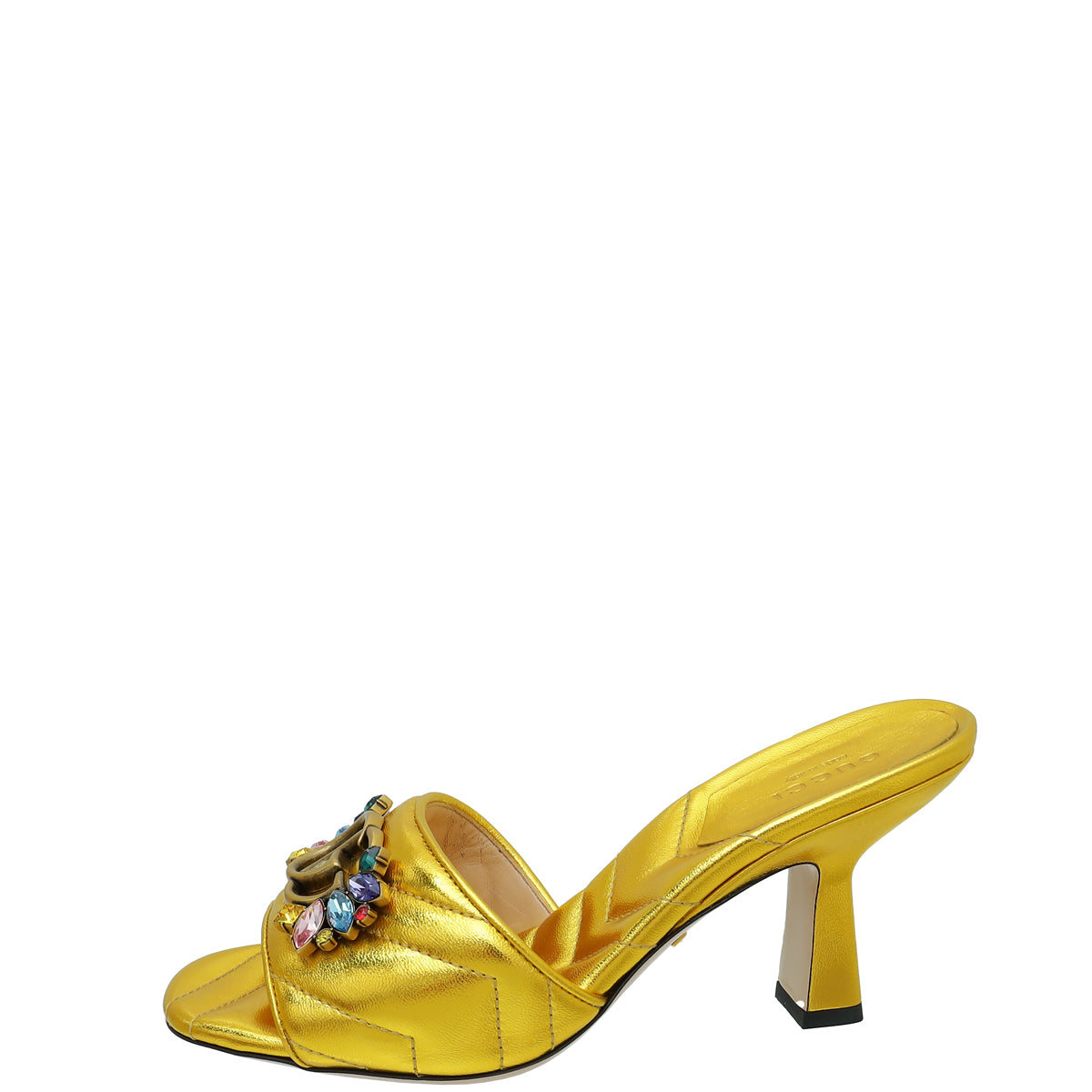 Gucci Gold GG Crystal Marmont Slide Mules Sandal 36 – THE CLOSET