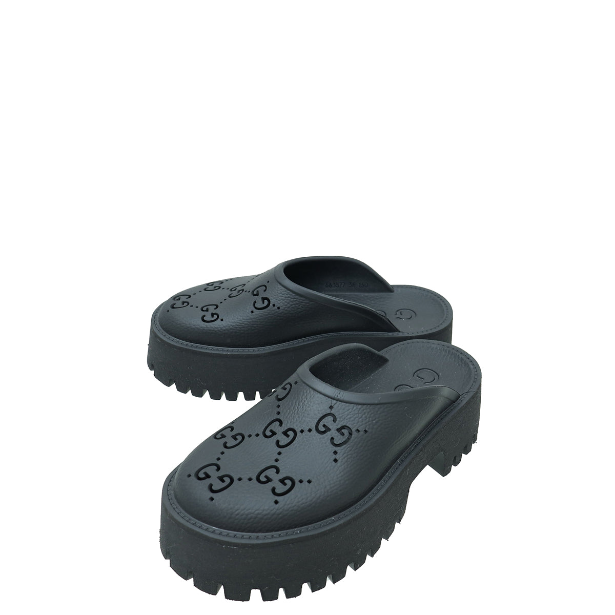 Gucci Black GG Platform Perforated Sandal 36
