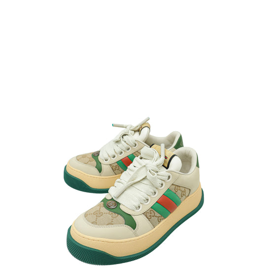 Gucci Bicolor Screener Trainer Web Sneaker 37.5