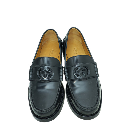 Gucci Black Interlocking G Loafer 37.5