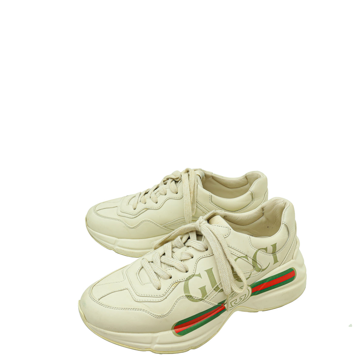 Gucci Ivory Logo Rhyton Trainer Sneakers 37.5-Gucci-THE CLOSET