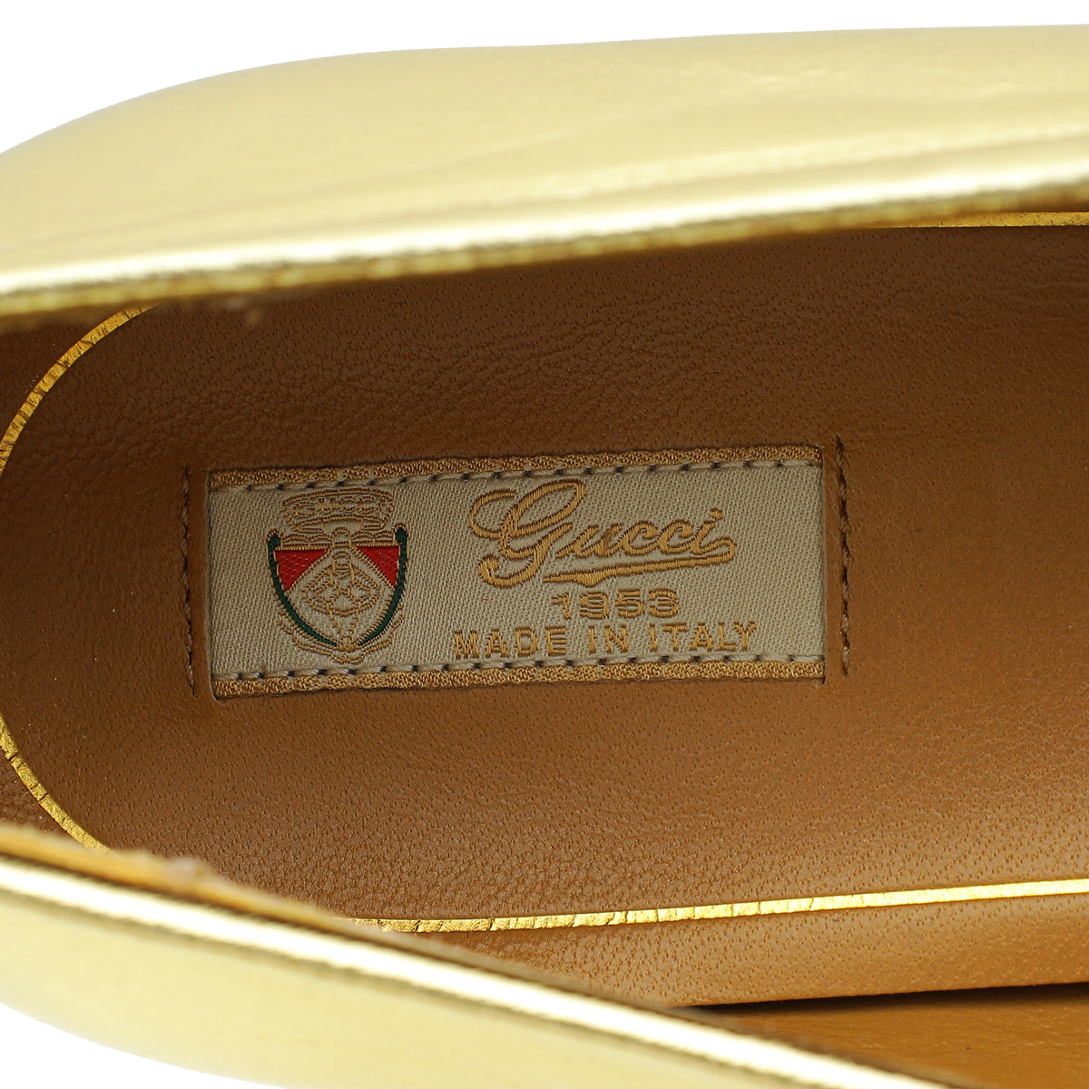 Gucci Gold Jordaan Crystal Loafer 37.5