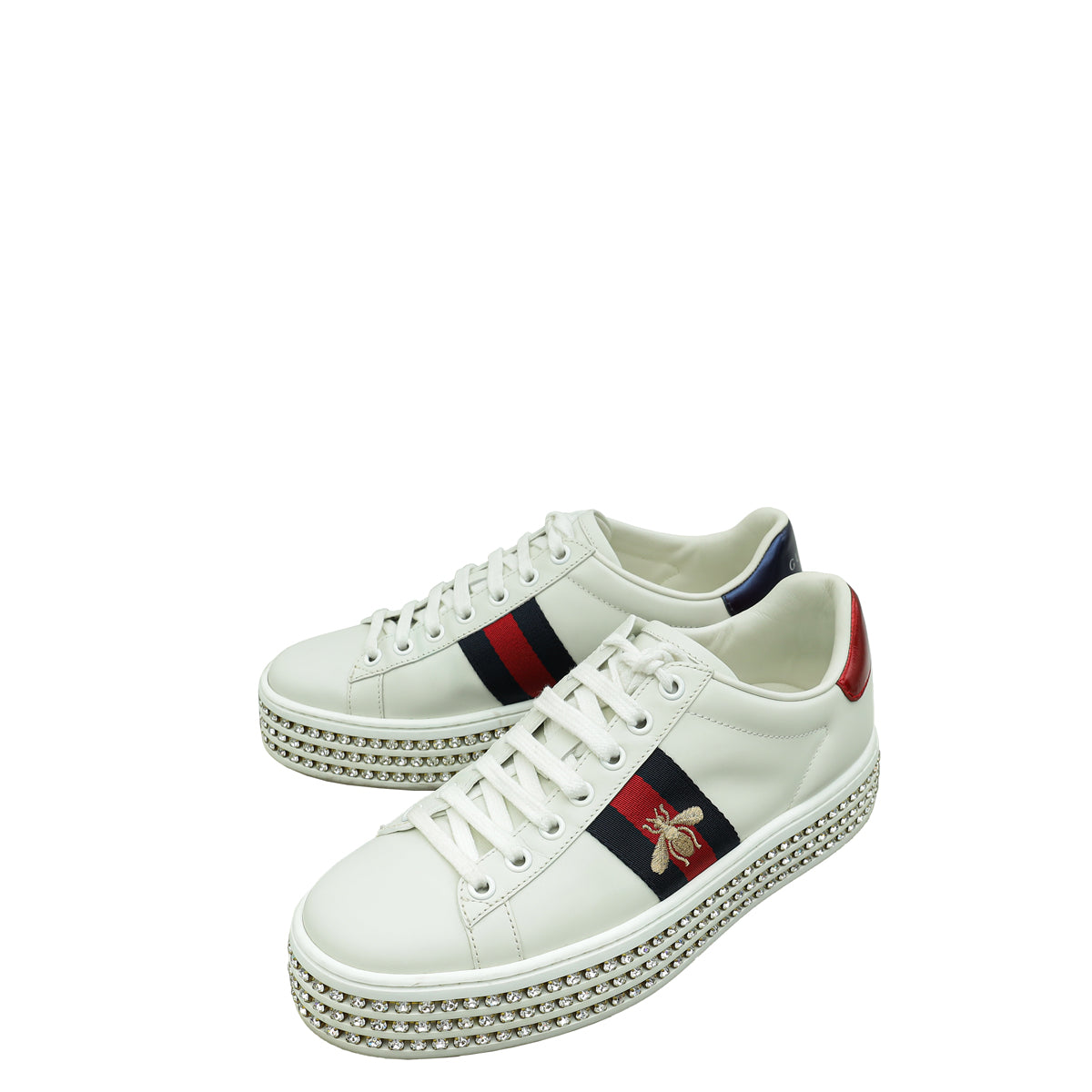 Gucci Crystal Platform Ace Bee Sneakers 37-Gucci-THE CLOSET