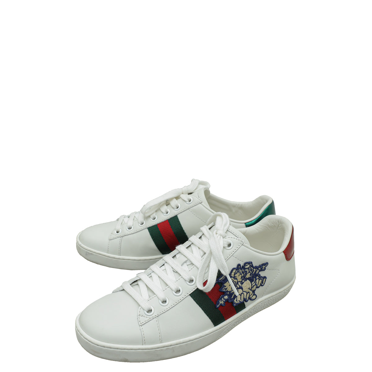 Gucci White X Disney Three Little Pigs Embroidered Ace Sneakers 37-Gucci-THE CLOSET