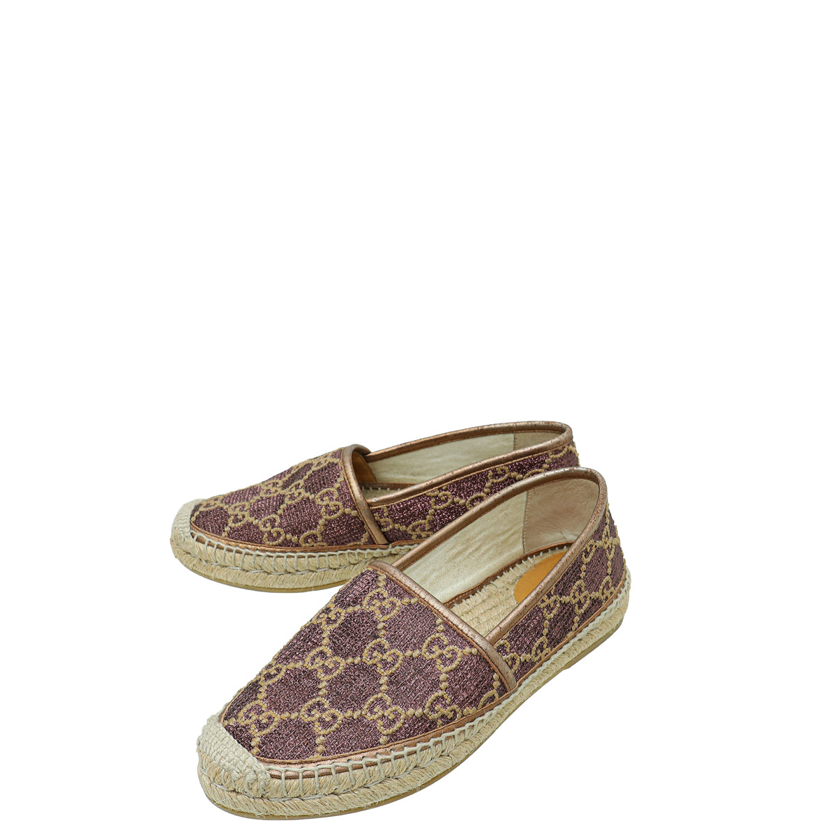 Gucci Metallic Bronze Lurex Embroidered GG Espadrille Flats 37-Gucci-THE CLOSET