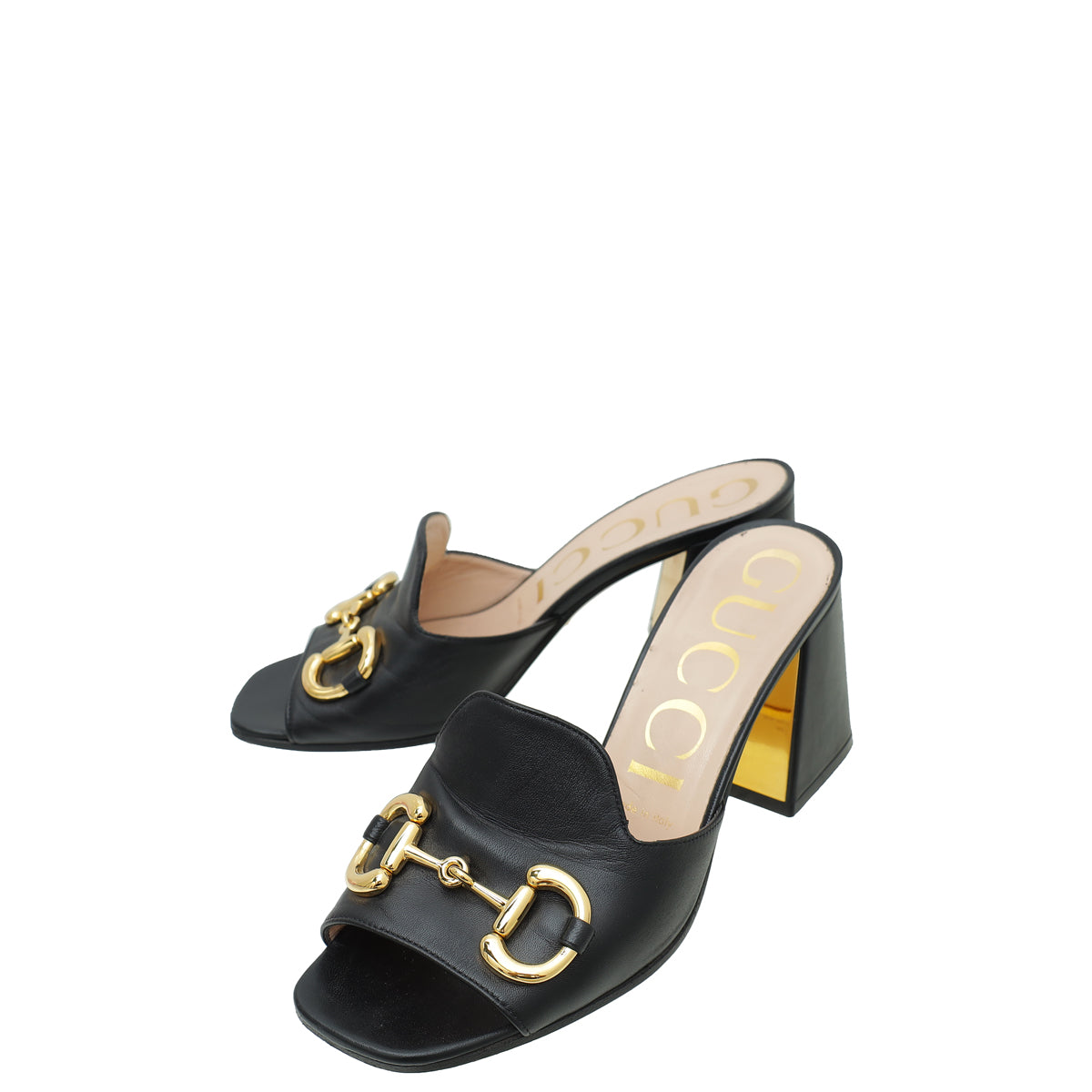 Gucci Black Horsebit Slide Heeled Sandal 37