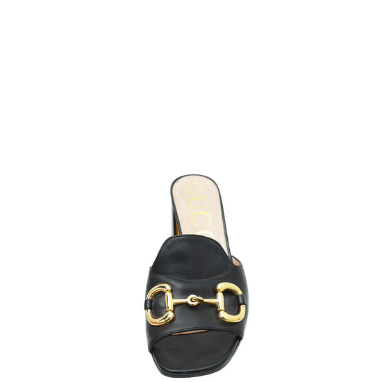 Gucci Black Horsebit Slide Heeled Sandal 37