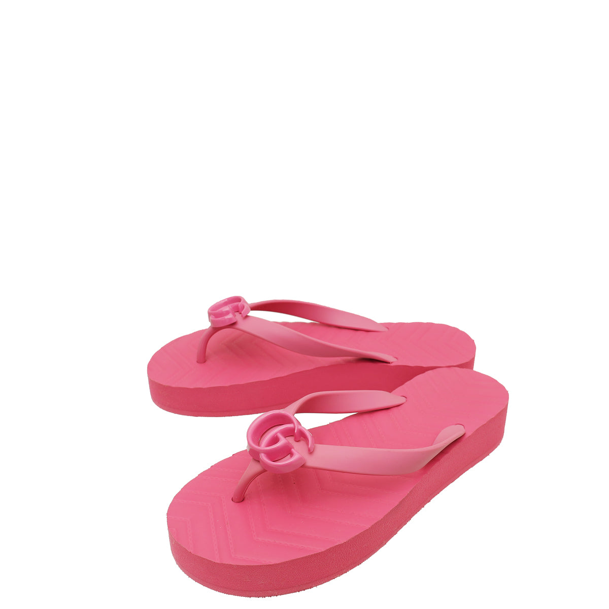 Gucci Pink Pascar Rubber Platform Flip Flops 37