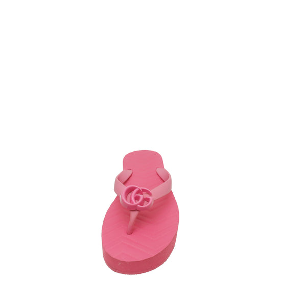 Gucci Pink Pascar Rubber Platform Flip Flops 37