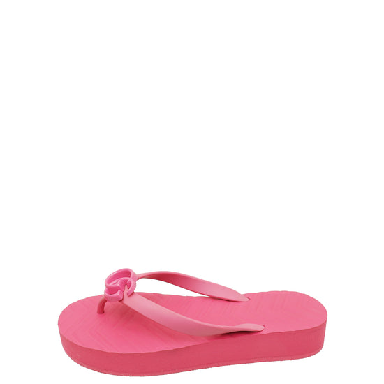 Gucci Pink Pascar Rubber Platform Flip Flops 37