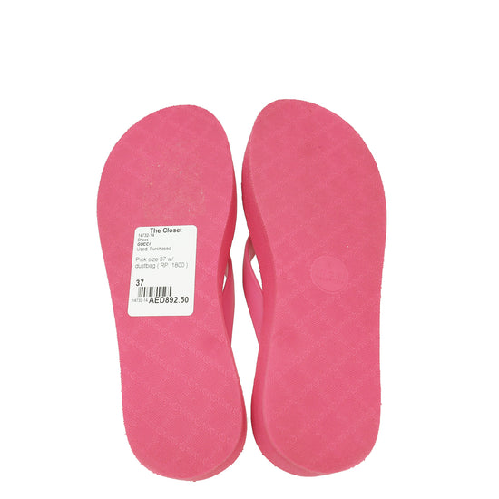 Gucci Pink Pascar Rubber Platform Flip Flops 37