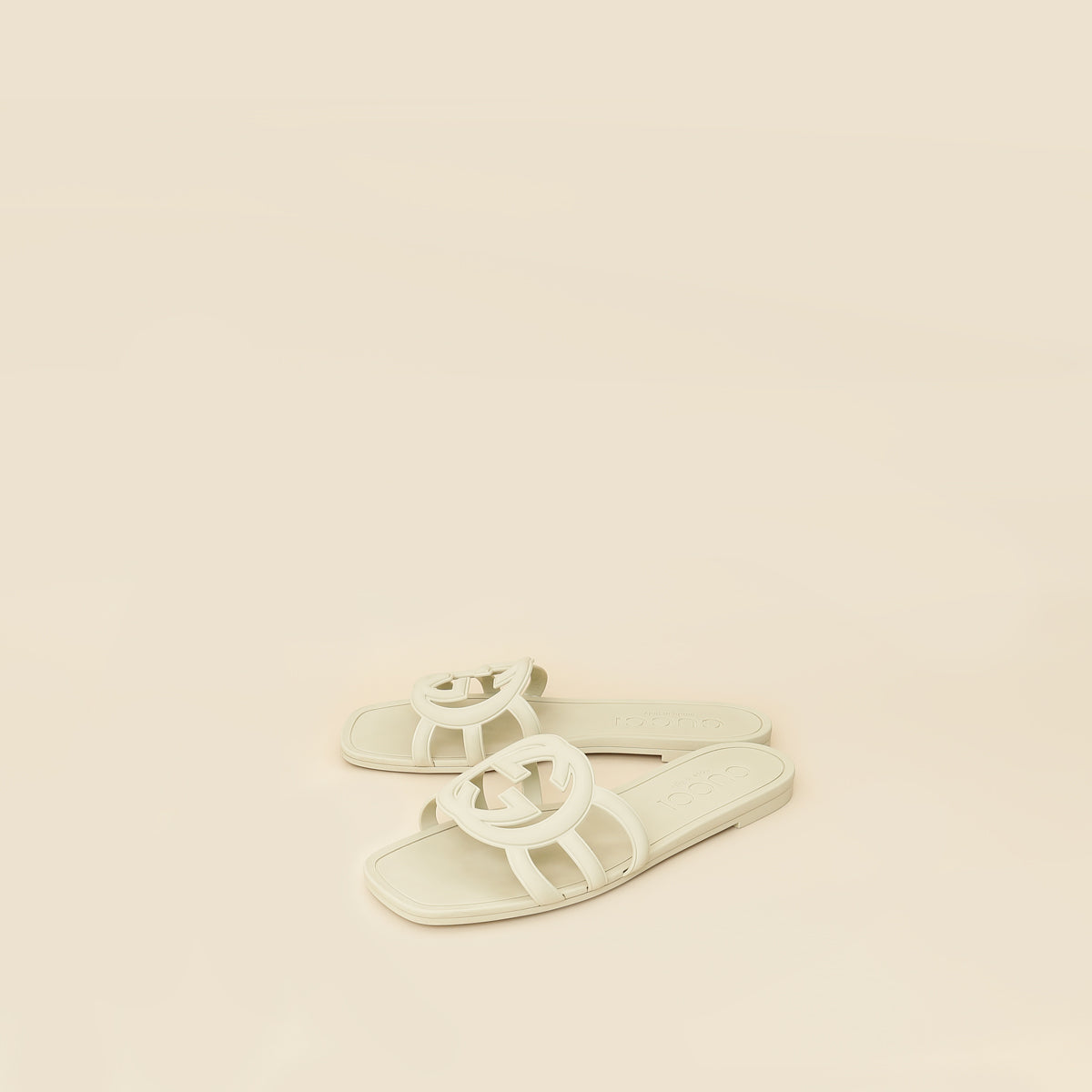 Gucci Off White Interlocking G Cutout Slide Sandal 37-Gucci-THE CLOSET