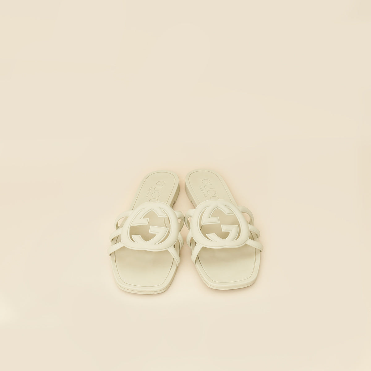 Gucci Off White Interlocking G Cutout Slide Sandal 37-Gucci-THE CLOSET