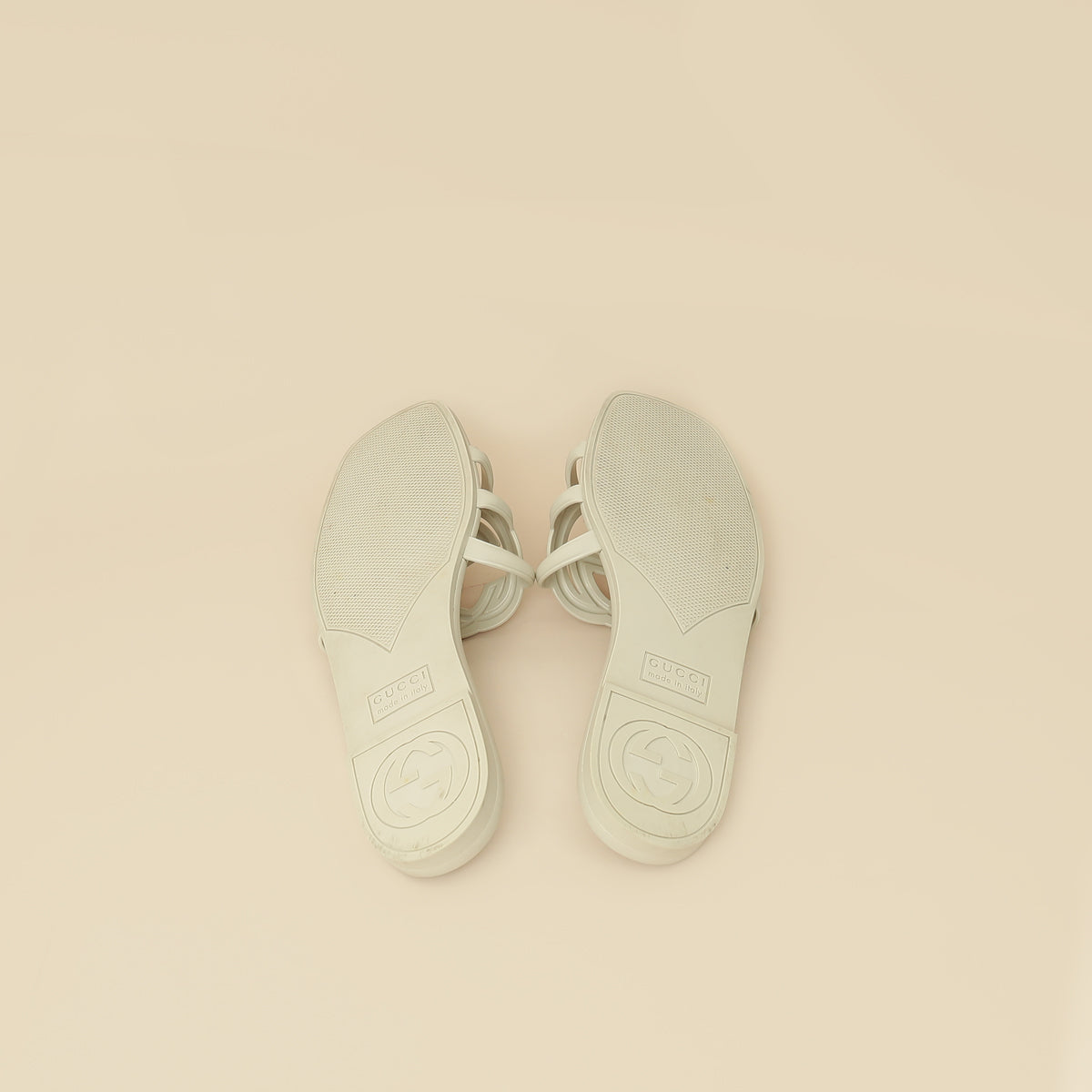 Gucci Off White Interlocking G Cutout Slide Sandal 37-Gucci-THE CLOSET