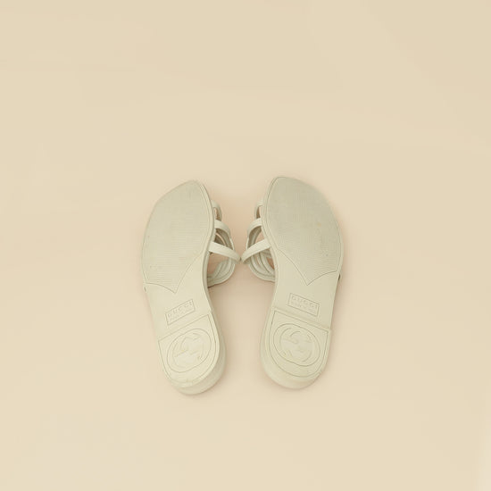 Gucci Off White Interlocking G Cutout Slide Sandal 37-Gucci-THE CLOSET