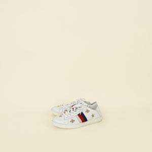 Gucci White Star & Bees Embroidered Ace Sneakers 37