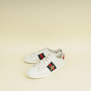 Gucci White Ace Bee Embroidered Sneaker 37
