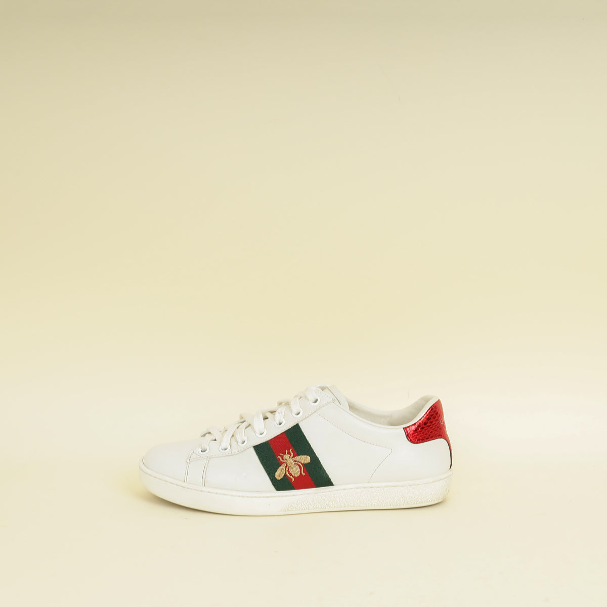 Gucci White Ace Bee Embroidered Sneaker 37
