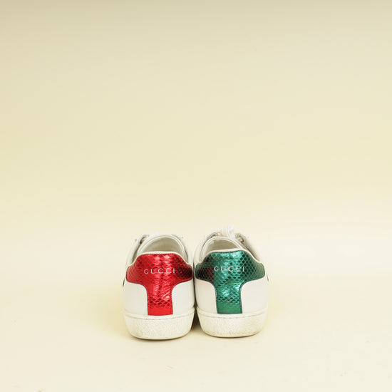 Gucci White Ace Bee Embroidered Sneaker 37