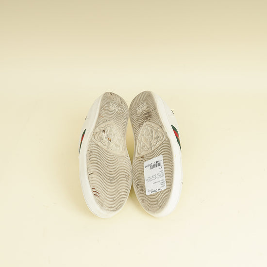 Gucci White Ace Bee Embroidered Sneaker 37