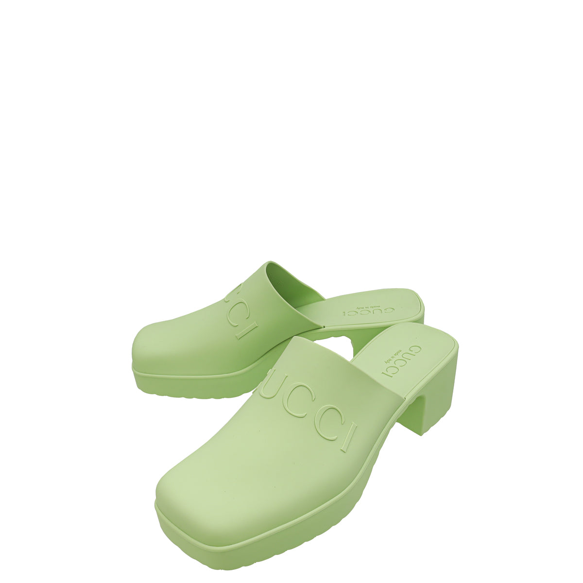 Gucci Pastel Green Logo Rubber Slip-On Sandal 37-Gucci-THE CLOSET