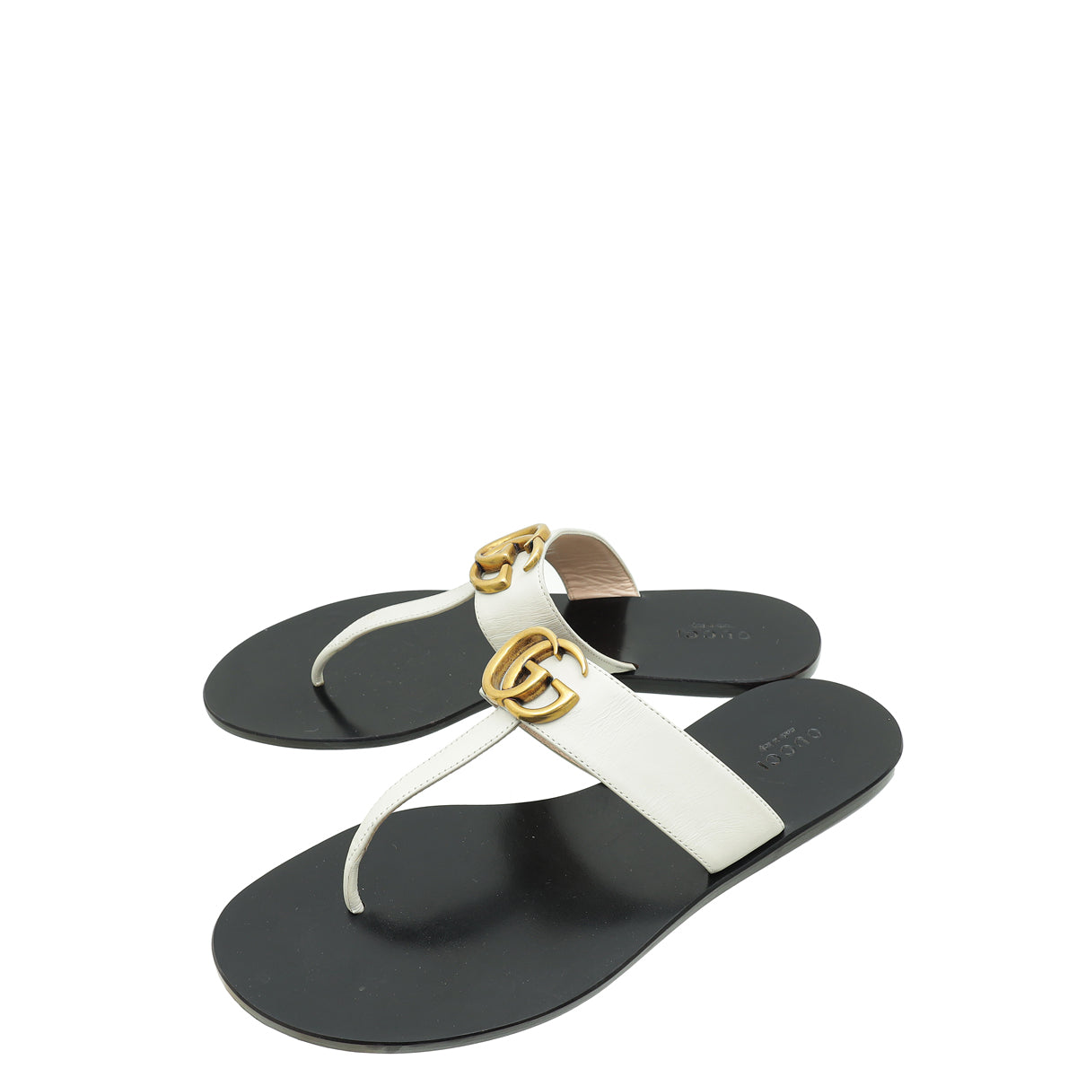 Gucci White GG Marmont Thong Sandals 38.5-Gucci-THE CLOSET