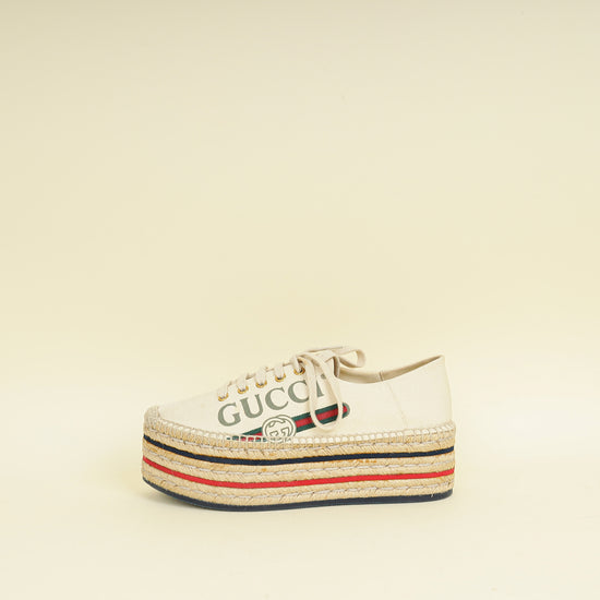 Gucci Greggio Grege Platform Espadrille Logo Sneakers 38.5