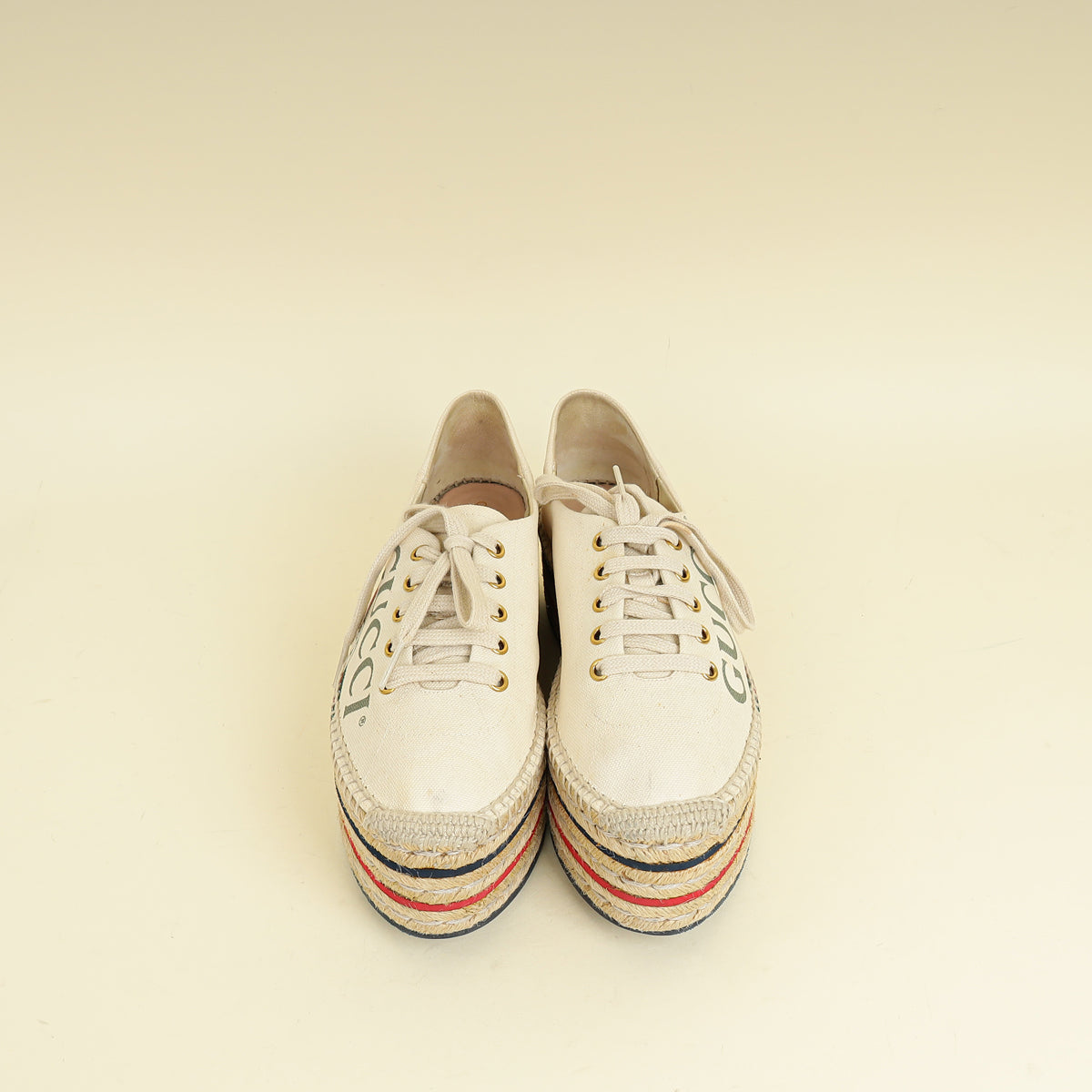 Gucci Greggio Grege Platform Espadrille Logo Sneakers 38.5