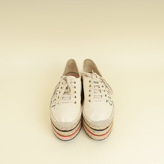 Gucci Greggio Grege Platform Espadrille Logo Sneakers 38.5