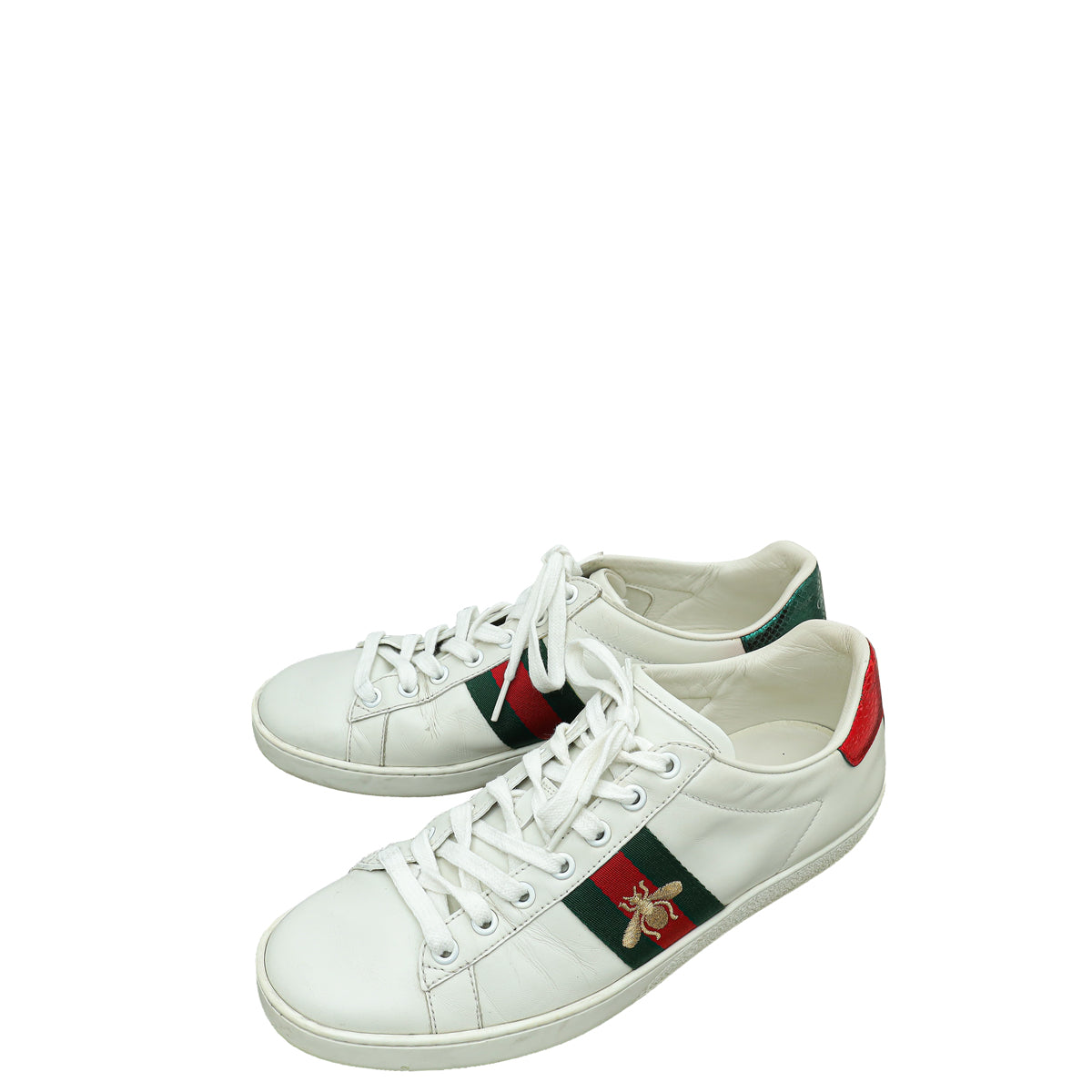 Gucci White Ace Web Bee Sneaker 38.5-Gucci-THE CLOSET