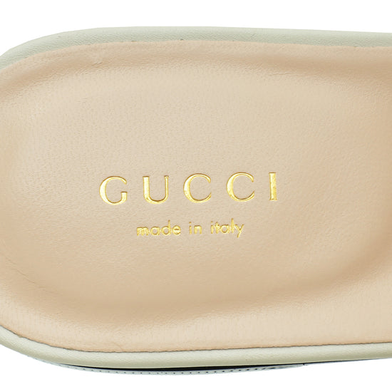 Gucci White Cream GG Cut Out Flat Sandal 38