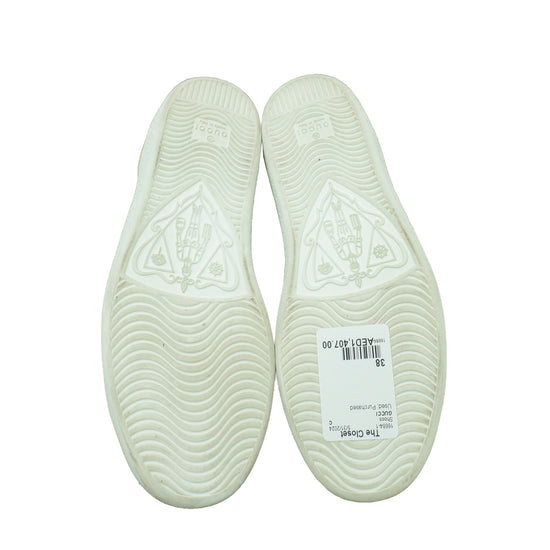 Gucci White Ace Web Pearl Studs Sneaker 38