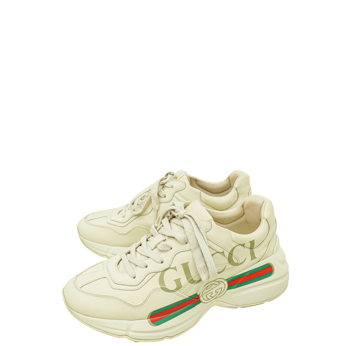 Gucci Mystic Beige Logo Rhyton Sneaker 38-Gucci-THE CLOSET