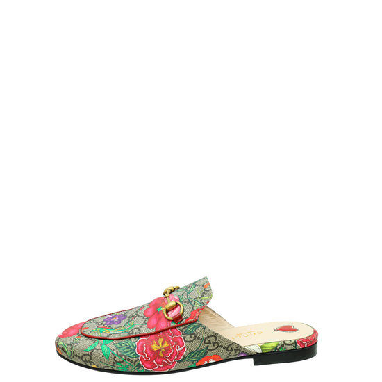 Gucci Bicolor GG Supreme Floral Princetown Mules 38