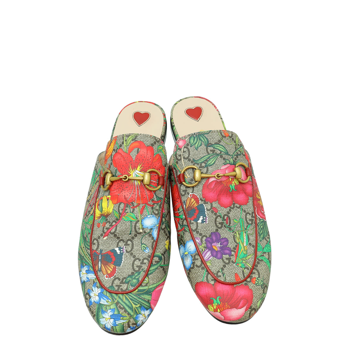 Gucci Bicolor GG Supreme Floral Princetown Mules 38