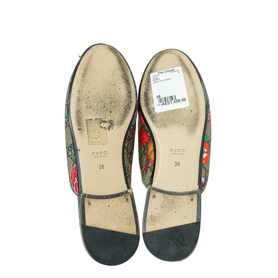 Gucci Bicolor GG Supreme Floral Princetown Mules 38