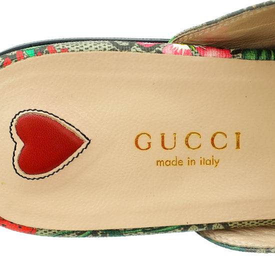 Gucci Bicolor GG Supreme Floral Princetown Mules 38