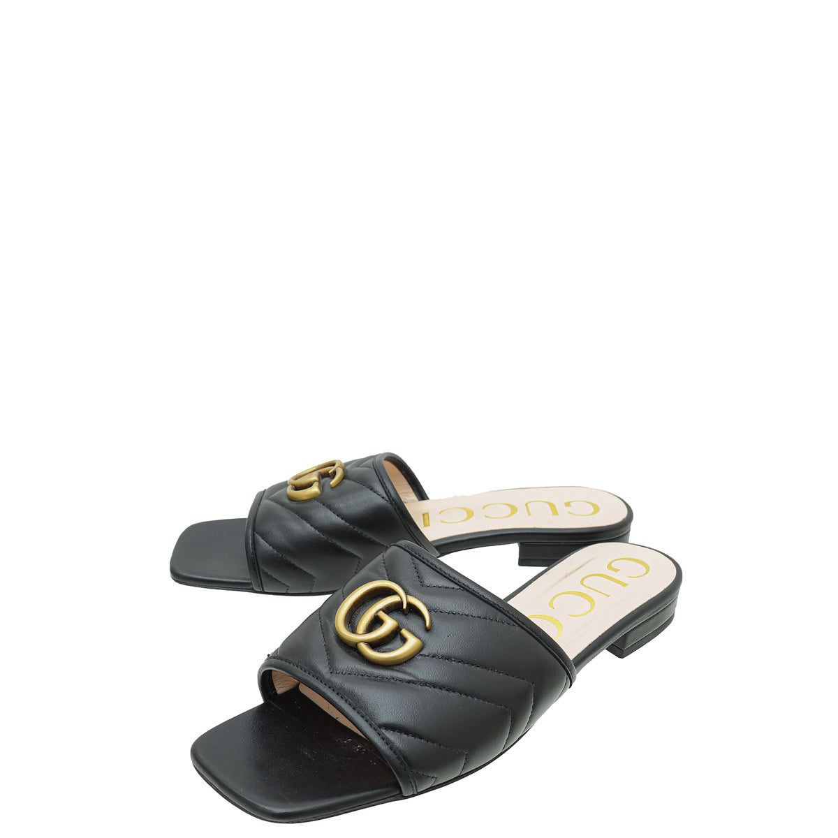 Gucci Black GG Marmont Slide Sandals 38